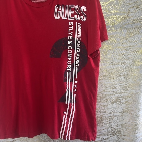 Guess Red Short Sleeve Crew Neck T-Shirt Size L - Picture 5 of 9